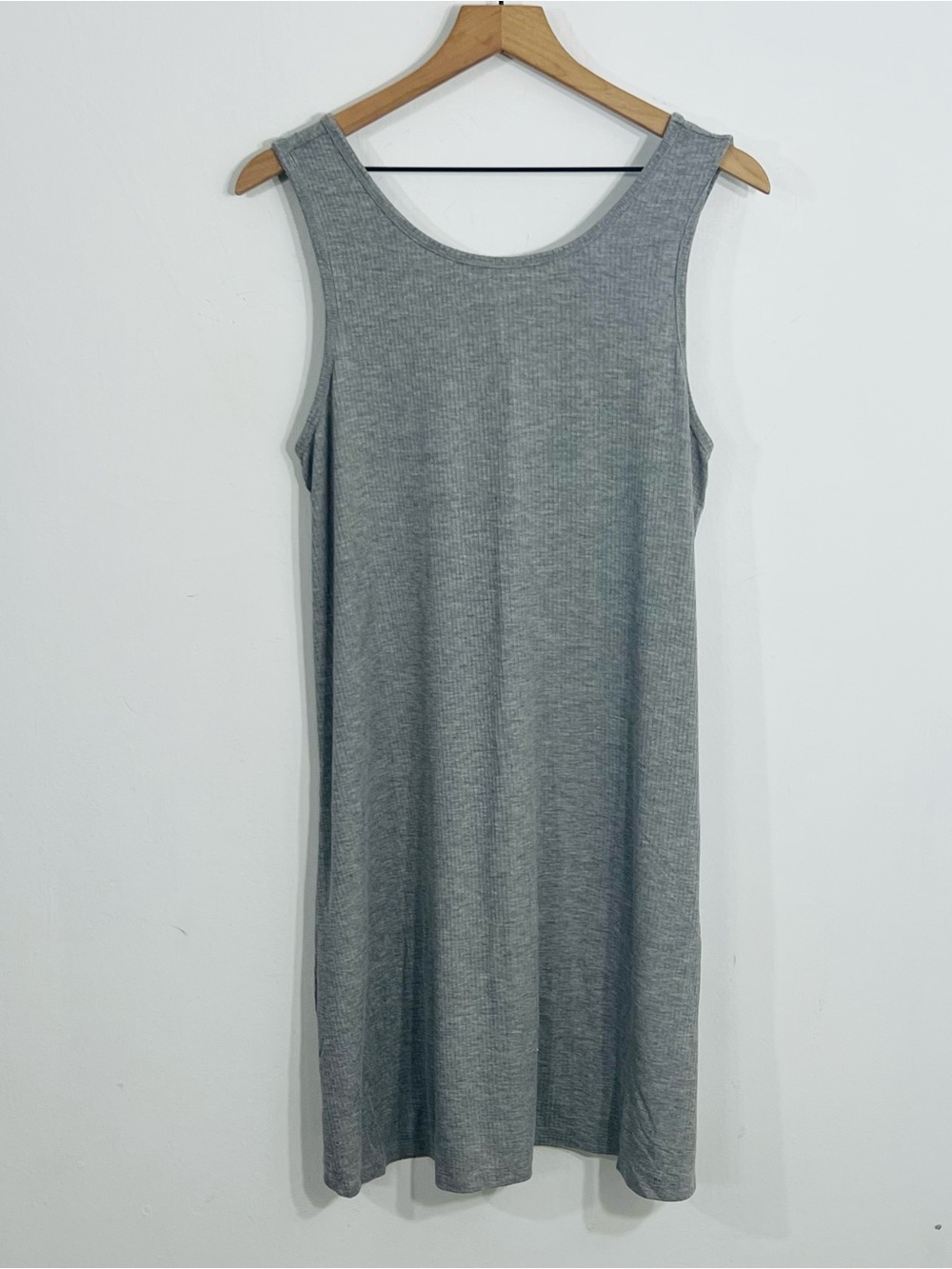 Islander Gray Sleeveless Ribbed Pullover Midi Dress Perfect For Summer Beach L
